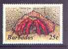 Barbados 1986-7 Herrmit Crab 25c from definitive set of 9, unmounted mint SG 799A , stamps on , stamps on  stamps on marine life, stamps on crabs