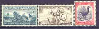 New Zealand 1956 Southland Centennial perf set of 3 unmounted mint SG 752-754, stamps on , stamps on  stamps on animals, stamps on  stamps on bovine, stamps on  stamps on ovine, stamps on  stamps on whales, stamps on  stamps on ships, stamps on  stamps on birds
