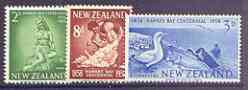 New Zealand 1958 Centenary of Hawke's Bay Province set of 3 unmounted mint SG 768-770, stamps on birds, stamps on gannet, stamps on maori, stamps on sheep