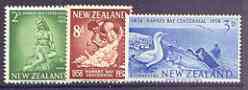 New Zealand 1958 Centenary of Hawkes Bay Province set of 3 unmounted mint SG 768-770, stamps on birds, stamps on gannet, stamps on maori, stamps on sheep