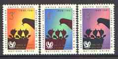United Nations (NY) 1961 UNICEF set of 3 unmounted mint, SG 105-107, stamps on , stamps on  stamps on united nations, stamps on birds, stamps on unicef