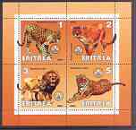 Eritrea 2001 Big Cats perf sheetlet containing 4 values each with Scout Logo unmounted mint, stamps on scouts, stamps on cats, stamps on lions