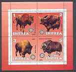 Eritrea 2001 Bison perf sheetlet containing 4 values each with Rotary Logo unmounted mint, stamps on , stamps on  stamps on rotary, stamps on animals, stamps on bison, stamps on bovine