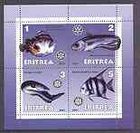 Eritrea 2001 Fish perf sheetlet containing 4 values each with Rotary Logo unmounted mint, stamps on rotary, stamps on fish