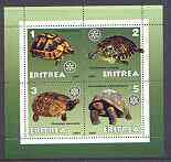 Eritrea 2001 Tortoises perf sheetlet containing 4 values each with Rotary Logo unmounted mint, stamps on rotary, stamps on animals, stamps on tortoises, stamps on reptiles