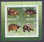 Eritrea 2001 Tortoises perf sheetlet containing 4 values each with Rotary Logo unmounted mint, stamps on , stamps on  stamps on rotary, stamps on animals, stamps on tortoises, stamps on reptiles