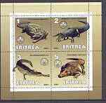 Eritrea 2001 Crocodiles perf sheetlet containing 4 values each with Scout Logo unmounted mint, stamps on , stamps on  stamps on scouts, stamps on animals, stamps on crocodiles, stamps on reptiles