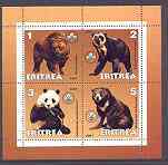 Eritrea 2001 Bears perf sheetlet containing 4 values each with Scout Logo unmounted mint, stamps on scouts, stamps on animals, stamps on bears, stamps on panda