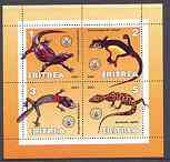 Eritrea 2001 Lizards perf sheetlet containing 4 values each with Scout Logo unmounted mint, stamps on scouts, stamps on animals, stamps on lizards, stamps on reptiles
