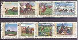 Mongolia 1969 Co-operative Movement (Paintings) set of 8 fine cto used, SG 533-40, stamps on arts, stamps on horses, stamps on camels, stamps on bovine