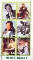 Komi Republic 2001 Marlon Brando perf set of 6 unmounted mint, stamps on , stamps on  stamps on films, stamps on cinema, stamps on entertainments, stamps on motorbikes, stamps on mafia, stamps on napoleon, stamps on  stamps on mafia