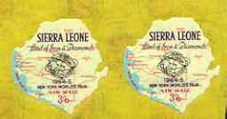 Sierra Leone 1964 Worlds Fair 3s6d Map stamp unmounted mint horiz pair, one stamp with part of Europe Coastline omitted, stamps on maps, stamps on iron, stamps on diamonds