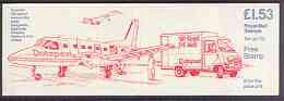 Great Britain 1985 Royal Mail 350 Years £1.53 booklet complete (Datapost Van, Plane & Concorde) SG FT4, stamps on postal, stamps on trucks, stamps on aviation, stamps on concorde