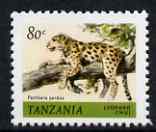 Tanzania 1980 Leopard 80c (from Animals def set) unmounted mint SG 312*, stamps on animals, stamps on leopards, stamps on cats