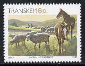 Transkei 1984-91 Morning Pasture 16c from def set unmounted mint SG 149a, stamps on , stamps on  stamps on animals, stamps on  stamps on sheep, stamps on  stamps on ovine, stamps on  stamps on horses