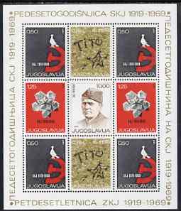 Yugoslavia 1969 50th Anniversary of Yugoslav Communist Party m/sheet unmounted mint, SG MS 1362, stamps on revolutions, stamps on constitutions, stamps on 