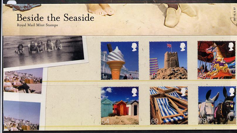 Great Britain 2007 Beside the Seaside perf set of 6 in official presentation pack unmounted mint SG 2734-39, stamps on , stamps on  stamps on donkeys, stamps on  stamps on animals, stamps on  stamps on circus, stamps on  stamps on castles