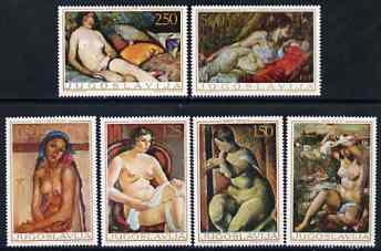 Yugoslavia 1969 Nude Paintings set of 6 unmounted mint, SG 1399-1404, stamps on , stamps on  stamps on arts, stamps on nudes