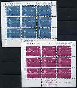 Yugoslavia 1971 Europa set of 2 each in sheetlets of 9 unmounted mint, SG 1455-56, stamps on europa
