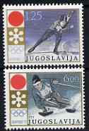 Yugoslavia 1972 Sapporo Winter Olympics set of 2 unmounted mint, SG 1503-04*, stamps on , stamps on  stamps on olympics, stamps on skating, stamps on skiing