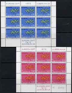 Yugoslavia 1972 Europa set of 2 each in sheetlets of 9 unmounted mint, SG 1514-15, stamps on , stamps on  stamps on europa