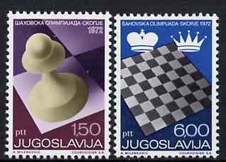 Yugoslavia 1972 20th Chess Olympiad set of 2 unmounted mint, SG 1529-30, stamps on chess