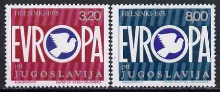 Yugoslavia 1975 European Security Conference set of 2 unmounted mint, SG 1703-04*, stamps on europa