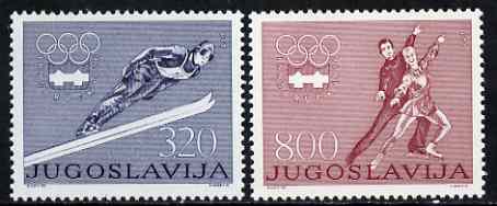 Yugoslavia 1976 Innsbruck Winter Olympics set of 2 unmounted mint, SG 1716-17*, stamps on , stamps on  stamps on olympics, stamps on skiing, stamps on skating