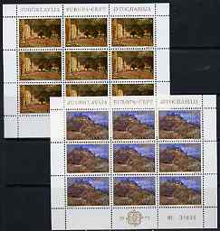 Yugoslavia 1977 Europa (Landscapes) set of 2 each in sheetlets of 9 unmounted mint, SG 1767-68, stamps on , stamps on  stamps on europa, stamps on tourism