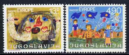 Yugoslavia 1980 12th Joy of Europe (Childrens Paintings) set of 2 unmounted mint, SG 1951-52, stamps on europa, stamps on arts, stamps on children, stamps on balloons