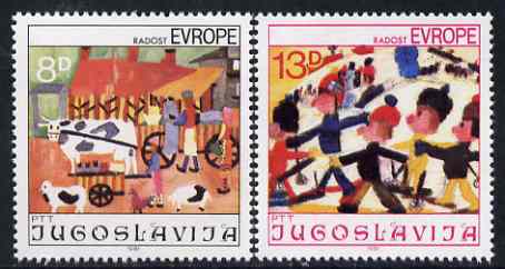 Yugoslavia 1981 13th Joy of Europe (Children's Paintings) set of 2 unmounted mint, SG 1999-2000, stamps on , stamps on  stamps on europa, stamps on arts, stamps on bicycles