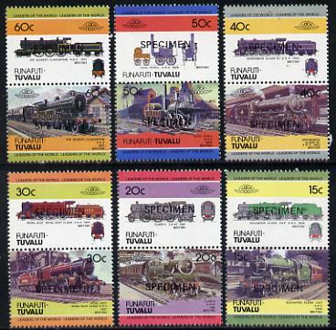 Tuvalu - Funafuti 1984 Locomotives #1 (Leaders of the World) set of 12 opt'd SPECIMEN unmounted mint, stamps on , stamps on  stamps on railways