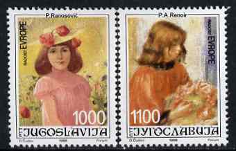 Yugoslavia 1988 20th Joy of Europe (Paintings of Girls) set of 2 unmounted mint, SG 2486-87, stamps on europa, stamps on arts, stamps on women