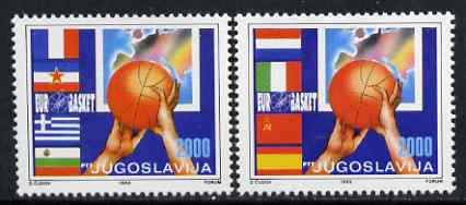 Yugoslavia 1989 Basketball Championships set of 2 unmounted mint, SG 2544-45, stamps on , stamps on  stamps on sport, stamps on basketball