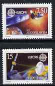 Yugoslavia 1991 Europa (Space) set of 2 unmounted mint, SG 2697-98, stamps on space, stamps on europa, stamps on satellites