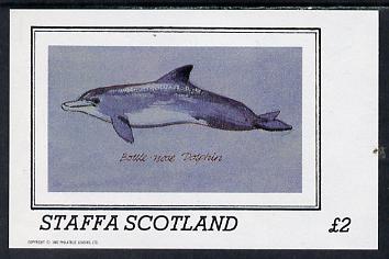 Staffa 1982 Dolphins imperf deluxe sheet (£2 value) unmounted mint, stamps on animals, stamps on marine life, stamps on whales