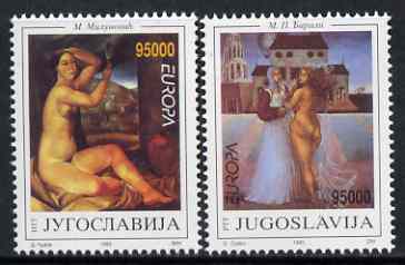 Yugoslavia 1993 Europa (Contemporary Art) set of 2 unmounted mint, SG 2858-59, stamps on , stamps on  stamps on europa, stamps on arts, stamps on 