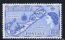 Bermuda 1953-62 Map of Bermuda 1s3d blue (die II Sandys) from def set unmounted mint SG 145b, stamps on , stamps on  stamps on maps