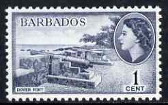 Barbados 1964-65 Dover Fort 1c (wmk block CA) unmounted mint, SG 312*, stamps on forts, stamps on militaria