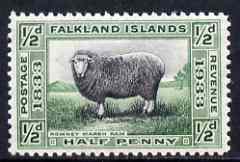Falkland Islands 1933 Centenary 1/2d Romney Marsh Ram unmounted mint SG 127, stamps on , stamps on  stamps on sheep, stamps on ovine, stamps on  stamps on  kg5 , stamps on  stamps on 