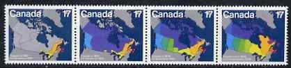 Canada 1981 Canada Day (Maps) strip of 4 unmounted mint, SG 1013a, stamps on , stamps on  stamps on maps