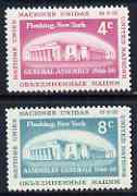 United Nations (NY) 1959 UN General Assembly Building set of 2 unmounted mint, SG 69-70, stamps on , stamps on  stamps on buildings