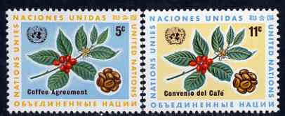 United Nations (NY) 1966 International Coffee Agreement set of 2 unmounted mint, SG 158-59*, stamps on , stamps on  stamps on coffe, stamps on drink