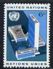 United Nations (NY) 1968 UN HQ from Air 6c unmounted mint SG 166, stamps on united nations, stamps on buildings
