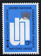 United Nations (NY) 1969 UN & Emblem 13c unmounted mint SG 167, stamps on united nations, stamps on 