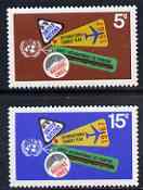 United Nations (NY) 1967 International Tourist Year set of 2 unmounted mint, SG 177-78*, stamps on tourism
