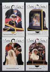 St Lucia 1986 Royal Wedding (Andrew & Fergie) (2nd series) imperf set of 4 from limited printing, as SG 897-900 unmounted mint, stamps on , stamps on  stamps on royalty, stamps on andrew & fergie, stamps on bells