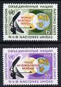 United Nations (NY) 1968 World Weather Watch set of 2 unmounted mint, SG 189-90*, stamps on weather, stamps on radar, stamps on globes
