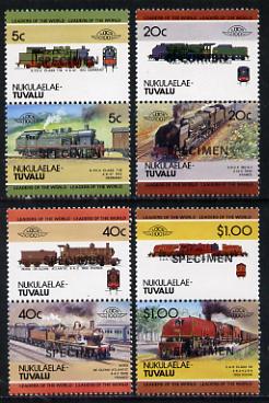 Tuvalu - Nukulaelae 1984 Locomotives #2 (Leaders of the World) set of 8 optd SPECIMEN unmounted mint, stamps on railways