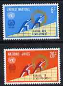 United Nations (NY) 1969 International Labour Organisation set of 2 unmounted mint, SG 199-200, stamps on , stamps on  stamps on ilo, stamps on business